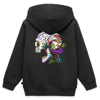 Painted Sugar Skull For Dia De Los Muertos Day Of - Kinder Premium Organic Zip Hoodie - Schwarz - Hinten - AI Model Kid Male (0cm)