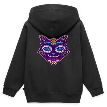 Painted Dia De Los Muertos Cat Day Of The Dead - Kinder Premium Organic Zip Hoodie - Schwarz - Hinten - AI Model Kid Male (0cm)
