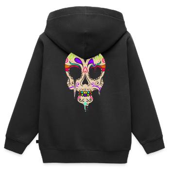 Wet Painting Drips From Sugar Skull Day Of The - Kinder Premium Organic Zip Hoodie - Schwarz - Hinten - AI Model Kid Male (0cm)