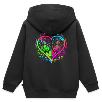 Heart Shaped Sugar Skull Painting For Day Of The - Kinder Premium Organic Zip Hoodie - Schwarz - Hinten - AI Model Kid Male (0cm)