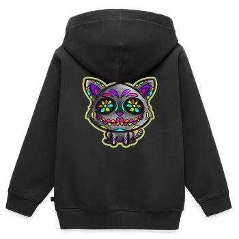 Cute Kawaii Dia des los muertos Cat Day of the Day - Kinder Premium Organic Zip Hoodie - Schwarz - Hinten - AI Model Kid Male (0cm)