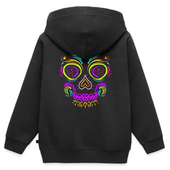 Big Calaveras Makeup Sugar Skull Day Of The Dead - Kinder Premium Organic Zip Hoodie - Schwarz - Hinten - AI Model Kid Male (0cm)