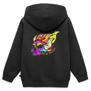 Colorful Flaming Skull For Day Of The Dead - Kinder Premium Organic Zip Hoodie - Schwarz - Hinten - AI Model Kid Male (0cm)