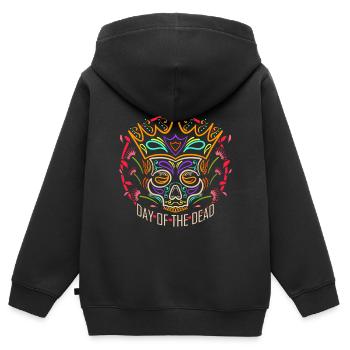 Dead King Sugar Skull Dahlia Flower Painting Day - Kinder Premium Organic Zip Hoodie - Schwarz - Hinten - AI Model Kid Male (0cm)