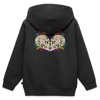 Two Sugar Skulls Forming Heart Day Of The Dead - Kinder Premium Organic Zip Hoodie - Schwarz - Hinten - AI Model Kid Male (0cm)