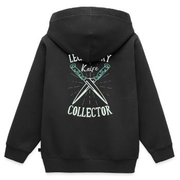Collectionneur de couteaux Collectionneur de couteaux légendaire - Sweat Premium à capuche zippé enfant bio - noir - Dos - AI Model Kid Male (0cm)