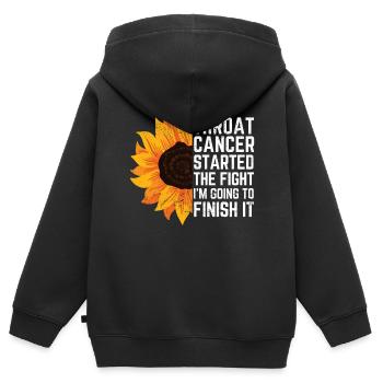 Kehlkopfkrebs Awareness Sonnenblume - Kinder Premium Organic Zip Hoodie - Schwarz - Hinten - AI Model Kid Male (0cm)