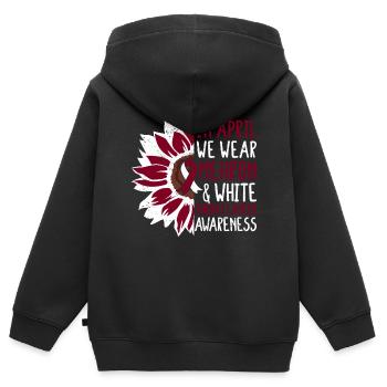 Kehlkopfkrebs Awareness Sonnenblume - Kinder Premium Organic Zip Hoodie - Schwarz - Hinten - AI Model Kid Male (0cm)