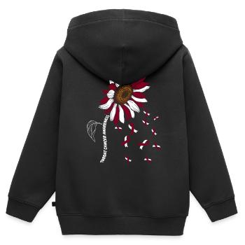 Kehlkopfkrebs Awareness Sonnenblume - Kinder Premium Organic Zip Hoodie - Schwarz - Hinten - AI Model Kid Male (0cm)