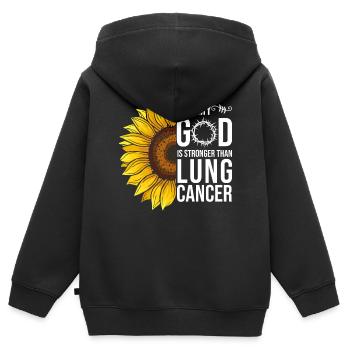 Sensibilisation au cancer du poumon Tournesol - Sweat Premium à capuche zippé enfant bio - noir - Dos - AI Model Kid Male (0cm)
