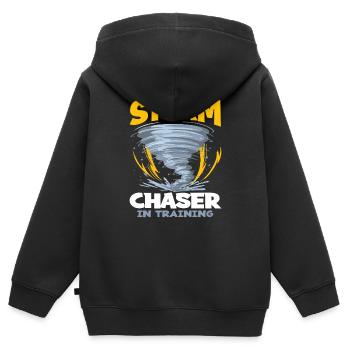 Storm Chaser Tornado Tornado Storms Cadeau - Sweat Premium à capuche zippé enfant bio - noir - Dos - AI Model Kid Male (0cm)