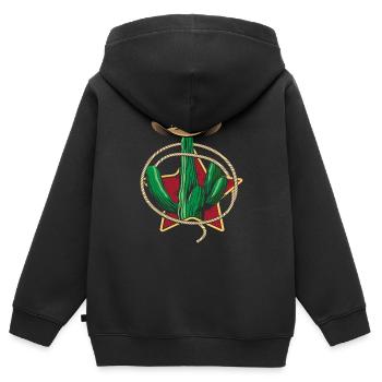 Western Kaktus - Kinder Premium Organic Zip Hoodie - Schwarz - Hinten - AI Model Kid Male (0cm)