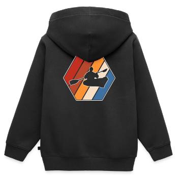 Kanusport Retro - Kinder Premium Organic Zip Hoodie - Schwarz - Hinten - AI Model Kid Male (0cm)