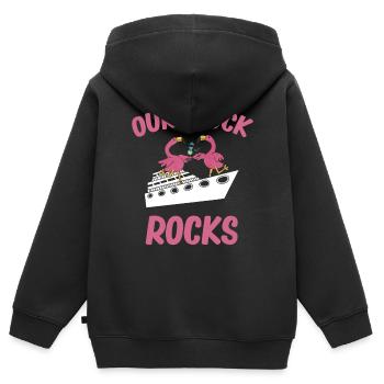 Nos rochers de troupeau, - Sweat Premium à capuche zippé enfant bio - noir - Dos - AI Model Kid Male (0cm)