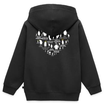Pingouins, Pingouins, Amateurs de Pingouins - Sweat Premium à capuche zippé enfant bio - noir - Dos - AI Model Kid Male (0cm)