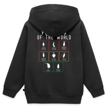 Pingouins, Pingouins, Amateurs de Pingouins - Sweat Premium à capuche zippé enfant bio - noir - Dos - AI Model Kid Male (0cm)