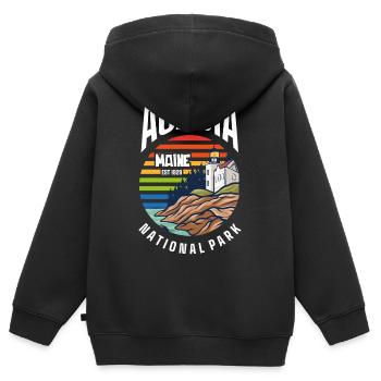 Parc national Acadia - Sweat Premium à capuche zippé enfant bio - noir - Dos - AI Model Kid Male (0cm)