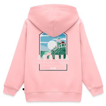 Parc national Acadia - Sweat Premium à capuche zippé enfant bio - rose - Dos - AI Model Kid Female (0cm)