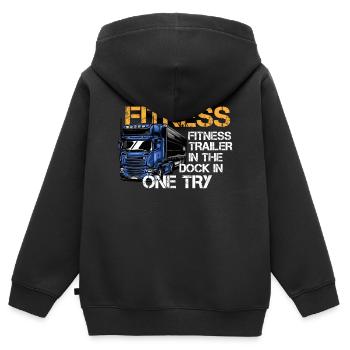 LKW -Fahrer, Trucker, Fahrwagen Fahren - Kinder Premium Organic Zip Hoodie - Schwarz - Hinten - AI Model Kid Male (0cm)