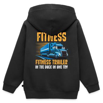 LKW -Fahrer, Trucker, Fahrwagen Fahren - Kinder Premium Organic Zip Hoodie - Schwarz - Hinten - AI Model Kid Male (0cm)