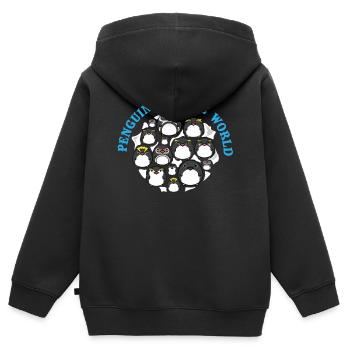 Pingouins, Pingouins, Amateurs de Pingouins - Sweat Premium à capuche zippé enfant bio - noir - Dos - AI Model Kid Male (0cm)
