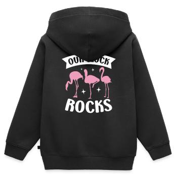 Unser Flock Rocks Flamingo Whisperer Watvogel - Kinder Premium Organic Zip Hoodie - Schwarz - Hinten - AI Model Kid Male (0cm)