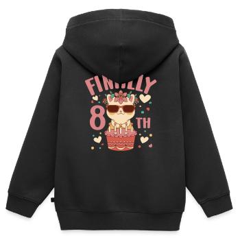 8th Birthday Girl Cat 8 Years Old Bday Party - Kinder Premium Organic Zip Hoodie - Schwarz - Hinten - AI Model Kid Male (0cm)