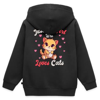 Nur Ein Mädchen Das Katzen Liebt Kätzchen - Kinder Premium Organic Zip Hoodie - Schwarz - Hinten - AI Model Kid Male (0cm)