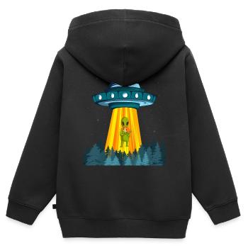 Space Alien Spaceship Cat Ufo Extraterrestrial - Kids Premium Organic Zip-up Hoodie - black - Back - AI Model Kid Male (0cm)