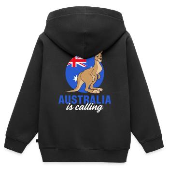 Kangaroo Australia appelle le drapeau de l’outback mignon K - Sweat Premium à capuche zippé enfant bio - noir - Dos - AI Model Kid Male (0cm)