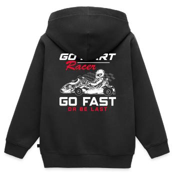 Go-Kart-Rennfahrer Kart-Rennen Gokart-Rennbahn-Ren - Kinder Premium Organic Zip Hoodie - Schwarz - Hinten - AI Model Kid Male (0cm)