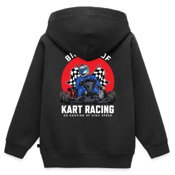 Kart-Rennen Go-Kart-Rennfahrer Gokart-Rennbahn-Ren - Kinder Premium Organic Zip Hoodie - Schwarz - Hinten - AI Model Kid Male (0cm)