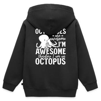 Les pieuvres sont géniales Je suis génial donc je suis un - Sweat Premium à capuche zippé enfant bio - noir - Dos - AI Model Kid Male (0cm)