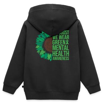 Sonnenblume zur Förderung der psychischen Gesundhe - Kinder Premium Organic Zip Hoodie - Schwarz - Hinten - AI Model Kid Male (0cm)