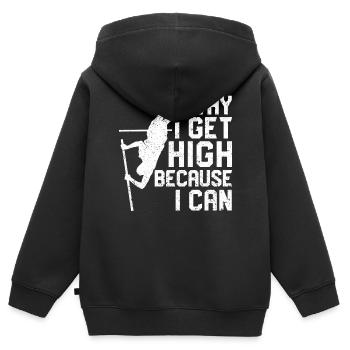 Lustiger Stabhochsprung Stabhochsprung - Kinder Premium Organic Zip Hoodie - Schwarz - Hinten - AI Model Kid Male (0cm)