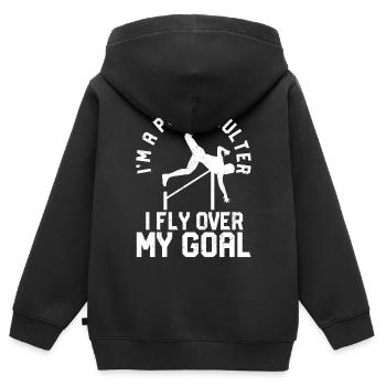 Lustiger Stabhochsprung Stabhochsprung - Kinder Premium Organic Zip Hoodie - Schwarz - Hinten - AI Model Kid Male (0cm)