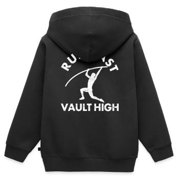 Saut à la perche amusant Saut à la perche - Sweat Premium à capuche zippé enfant bio - noir - Dos - AI Model Kid Male (0cm)