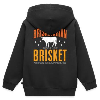poitrine, poitrine, viande fumée, barbecue - Sweat Premium à capuche zippé enfant bio - noir - Dos - AI Model Kid Male (0cm)
