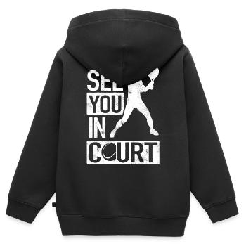 Tennisspieler, Tennis Spielen, Tennis - Kinder Premium Organic Zip Hoodie - Schwarz - Hinten - AI Model Kid Male (0cm)