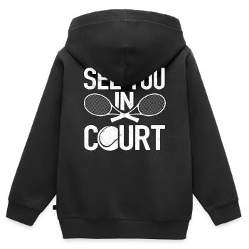 Tennisspieler, Tennis Spielen, Tennis - Kinder Premium Organic Zip Hoodie - Schwarz - Hinten - AI Model Kid Male (0cm)