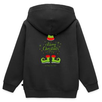 Joyeux Noël onze Noëls - Sweat Premium à capuche zippé enfant bio - noir - Dos - AI Model Kid Male (0cm)