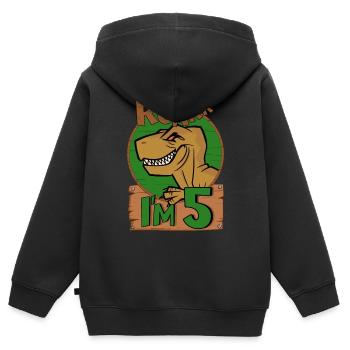 5yr T Rex Dinosaur Birthday Boy Im 5 Years Old - Kids Premium Organic Zip-up Hoodie - black - Back - AI Model Kid Male (0cm)