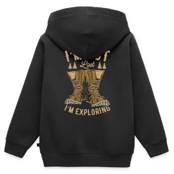 Ich Bin Nicht Verloren, Ich Erkunde Camping Nature - Kinder Premium Organic Zip Hoodie - Schwarz - Hinten - AI Model Kid Male (0cm)