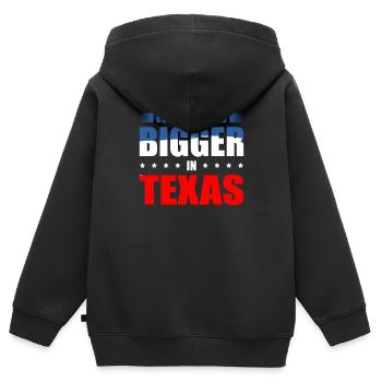Tout est plus grand au Texas Amérique Texan USA - Sweat Premium à capuche zippé enfant bio - noir - Dos - AI Model Kid Male (0cm)