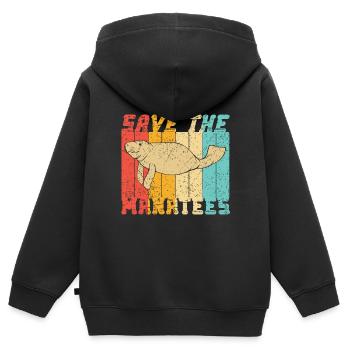 Speichern Sie Die Seekühe Für Einen - Kinder Premium Organic Zip Hoodie - Schwarz - Hinten - AI Model Kid Male (0cm)