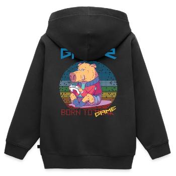 Funny Gamer Video Games Born To Gaming Retro Game - Kinder Premium Organic Zip Hoodie - Schwarz - Hinten - AI Model Kid Male (0cm)