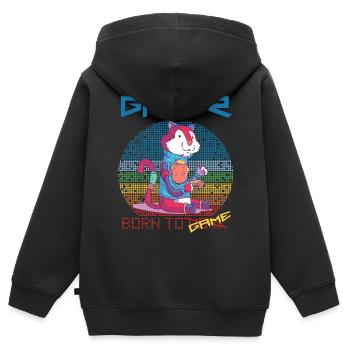 Video Games Funny Gamer Born To Gaming Retro Game - Kinder Premium Organic Zip Hoodie - Schwarz - Hinten - AI Model Kid Male (0cm)