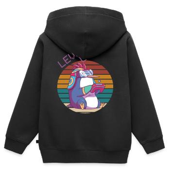 Niveau supérieur Gamer Retro Jeux vidéo Retro Gaming Peng - Sweat Premium à capuche zippé enfant bio - noir - Dos - AI Model Kid Male (0cm)