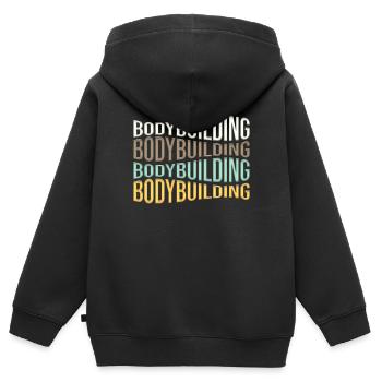 culturisme - Sweat Premium à capuche zippé enfant bio - noir - Dos - AI Model Kid Male (0cm)