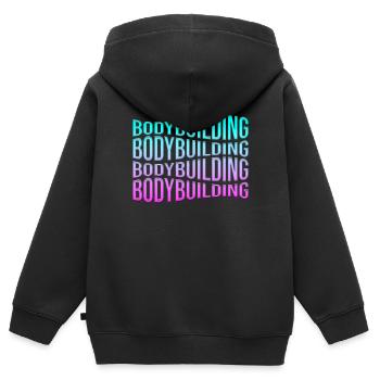 culturisme - Sweat Premium à capuche zippé enfant bio - noir - Dos - AI Model Kid Male (0cm)